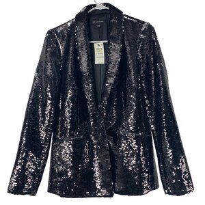 INC Womens Black Sequin Shawl Collar Blazer XS NWT